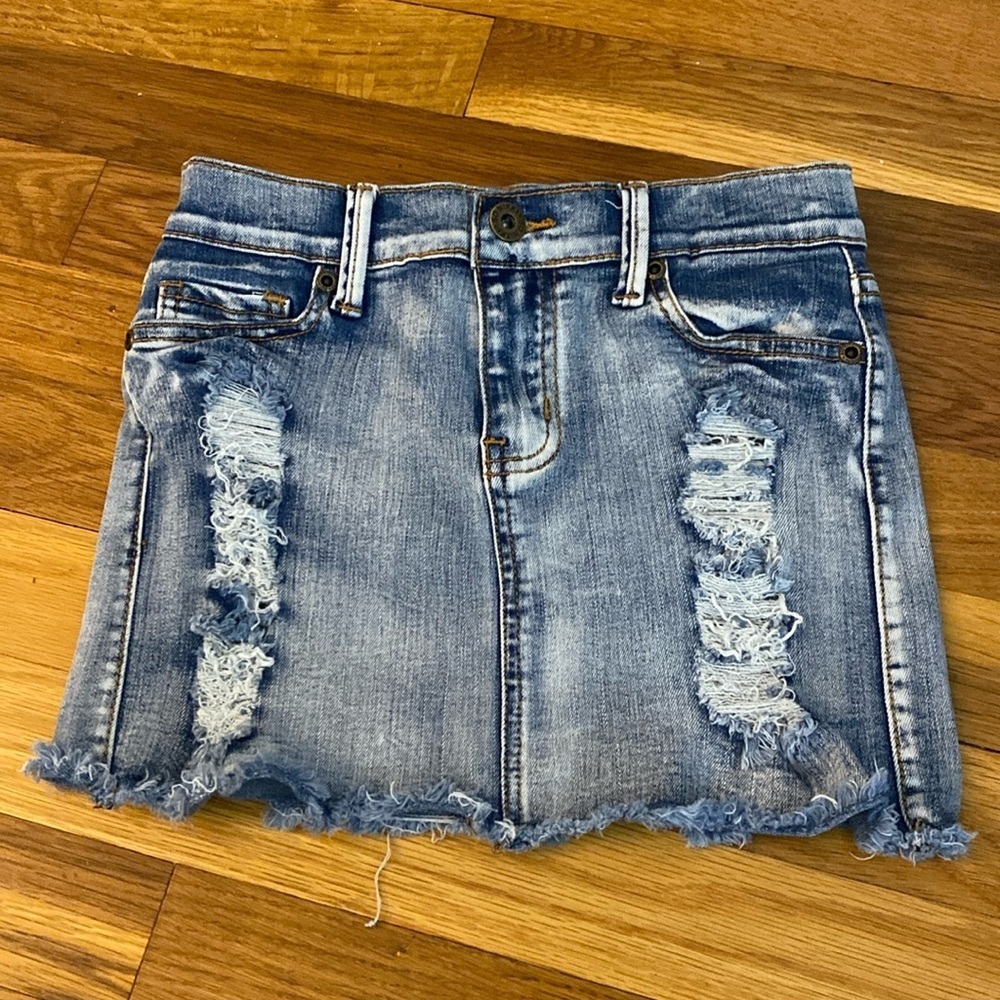 So Nikki Girls Blue Ripped Denim Skirt Size 10